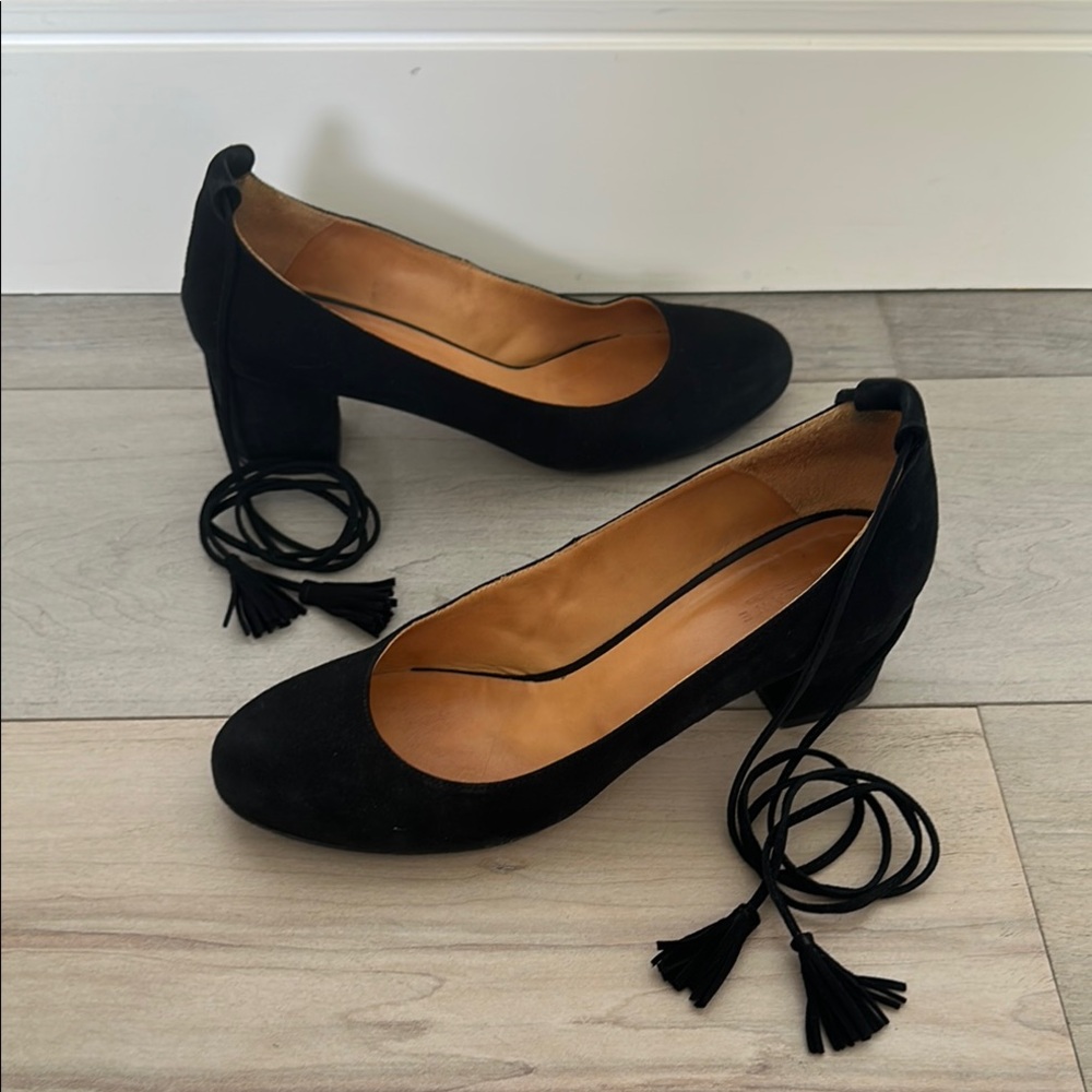 Sezane Black Heeled Shoes with Ankle Wrap
